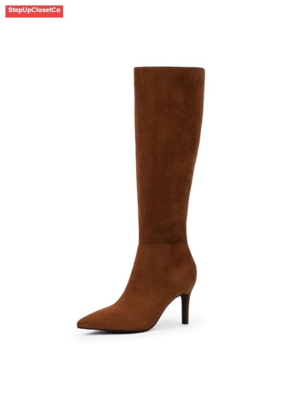 Knee High Boots Womens Faux Suede Pointed Toe Stiletto Heel Tall Boots